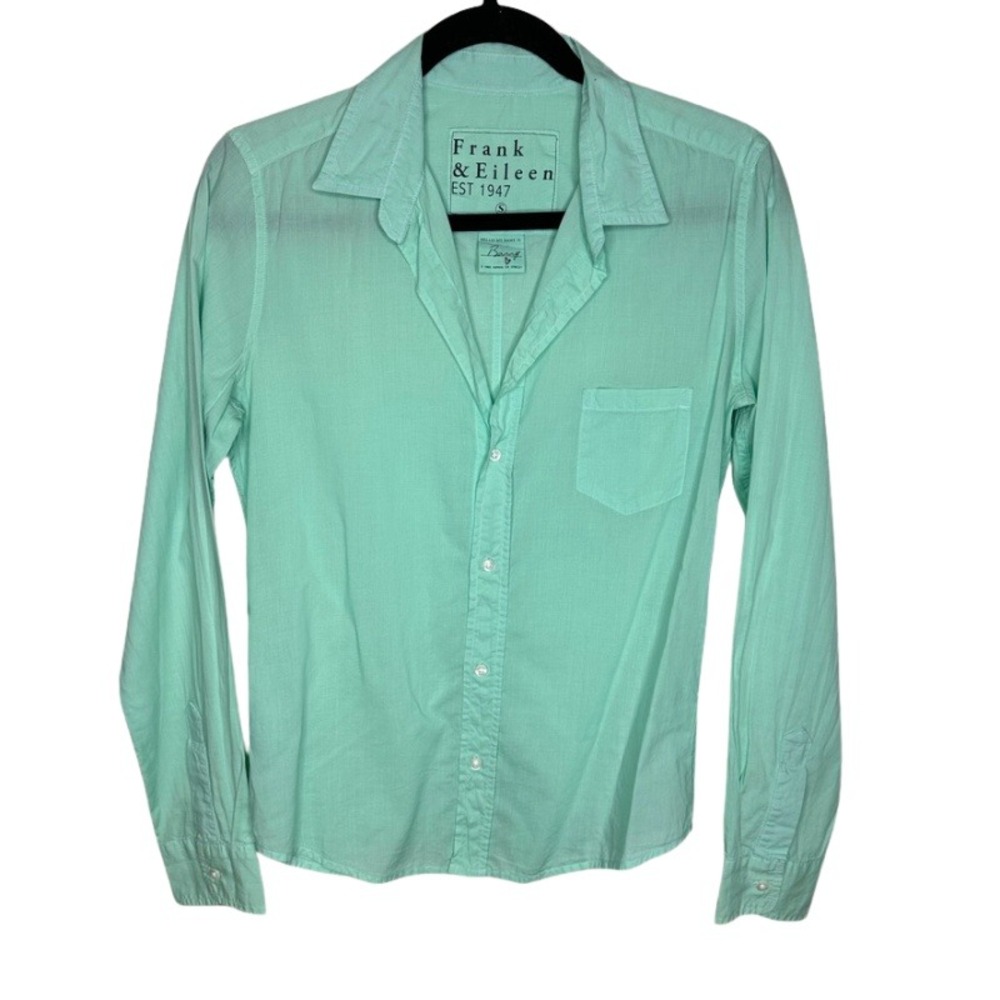 Frank & Eileen Barry Mint Green Cotton Button Up Shirt Womens Small‎ Made in USA - Picture 2 of 7